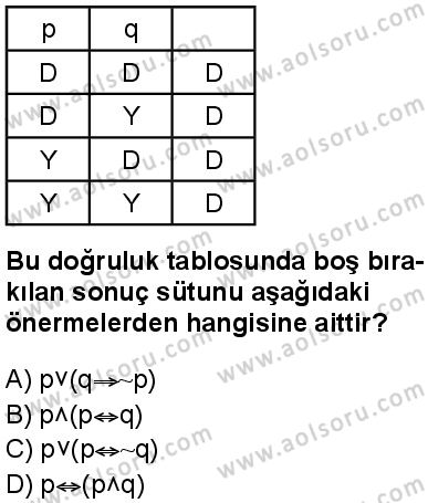 Seçmeli Mantık 2 Dersi 2025-2026 yılı 1. Dönem sınavı 5. Soru