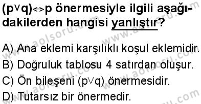 Seçmeli Mantık 2 Dersi 2025-2026 yılı 1. Dönem sınavı 6. Soru
