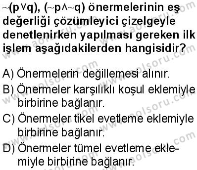 Seçmeli Mantık 2 Dersi 2025-2026 yılı 1. Dönem sınavı 7. Soru