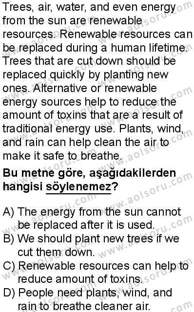 İngilizce 8 Dersi 2025-2026 yılı 1. Dönem sınavı 10. Soru