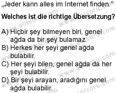 Almanca 8 Dersi 2025-2026 yılı 1. Dönem sınavı 10. Soru