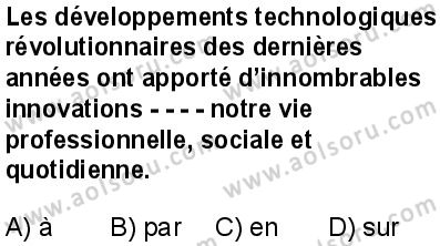 Fransızca 8 Dersi 2025-2026 yılı 1. Dönem sınavı 5. Soru
