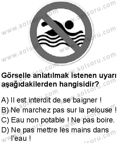 Fransızca 8 Dersi 2025-2026 yılı 1. Dönem sınavı 10. Soru