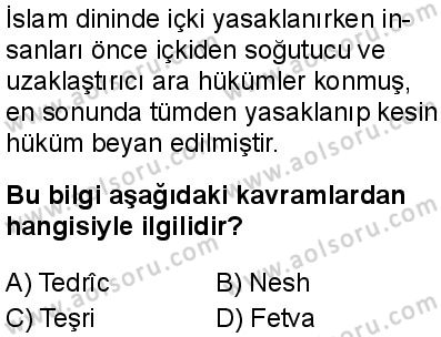 Fıkıh 1 Dersi 2025-2026 yılı 1. Dönem sınavı 3. Soru