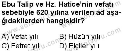 Seçmeli Peygamberimizin Hayatı 2 Dersi 2025-2026 yılı 1. Dönem sınavı 1. Soru