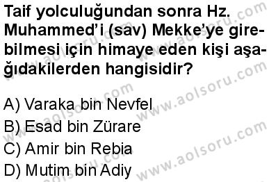 Seçmeli Peygamberimizin Hayatı 2 Dersi 2025-2026 yılı 1. Dönem sınavı 3. Soru