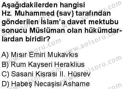 Seçmeli Peygamberimizin Hayatı 2 Dersi 2025-2026 yılı 1. Dönem sınavı 9. Soru