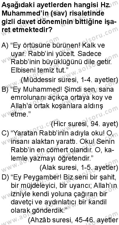 Seçmeli Peygamberimizin Hayatı 5 Dersi 2025-2026 yılı 1. Dönem sınavı 1. Soru