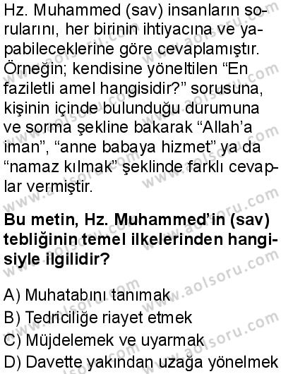 Seçmeli Peygamberimizin Hayatı 5 Dersi 2025-2026 yılı 1. Dönem sınavı 2. Soru