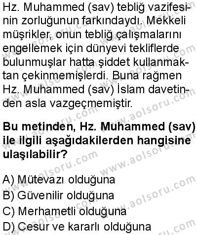 Seçmeli Peygamberimizin Hayatı 5 Dersi 2025-2026 yılı 1. Dönem sınavı 4. Soru