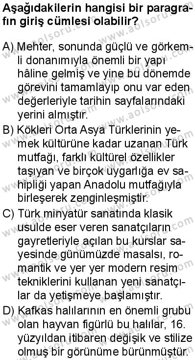 Türk Dili ve Edebiyatı 4 Dersi 2025-2026 yılı 1. Dönem sınavı 2. Soru