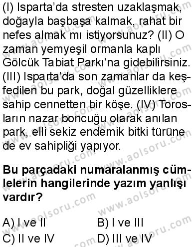 Türk Dili ve Edebiyatı 4 Dersi 2025-2026 yılı 1. Dönem sınavı 4. Soru