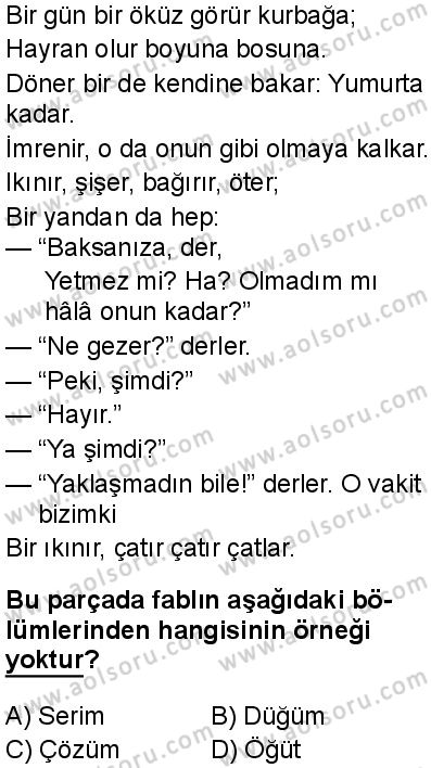 Türk Dili ve Edebiyatı 4 Dersi 2025-2026 yılı 1. Dönem sınavı 6. Soru