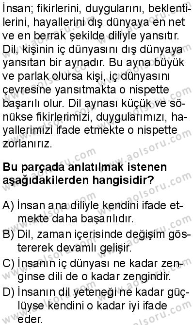Türk Dili ve Edebiyatı 7 Dersi 2025-2026 yılı 1. Dönem sınavı 1. Soru