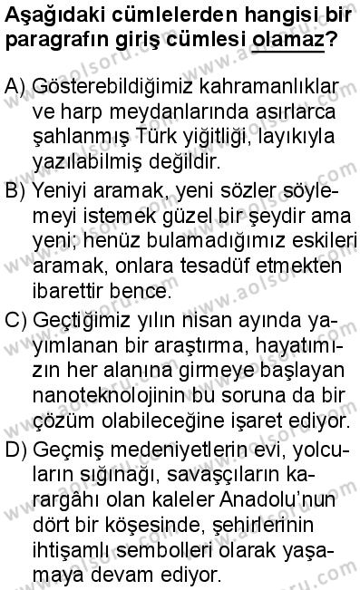 Türk Dili ve Edebiyatı 7 Dersi 2025-2026 yılı 1. Dönem sınavı 2. Soru
