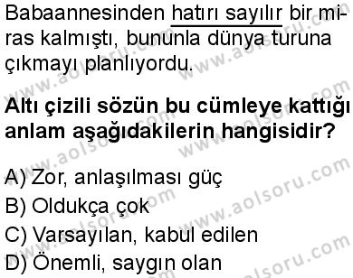 Türk Dili ve Edebiyatı 7 Dersi 2025-2026 yılı 1. Dönem sınavı 3. Soru