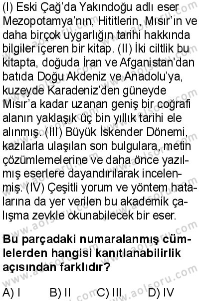 Türk Dili ve Edebiyatı 7 Dersi 2025-2026 yılı 1. Dönem sınavı 7. Soru