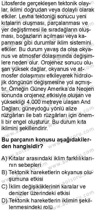 Türk Dili ve Edebiyatı 8 Dersi 2025-2026 yılı 1. Dönem sınavı 1. Soru