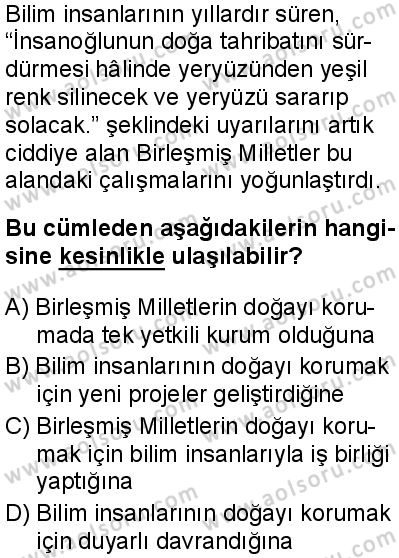 Türk Dili ve Edebiyatı 8 Dersi 2025-2026 yılı 1. Dönem sınavı 7. Soru