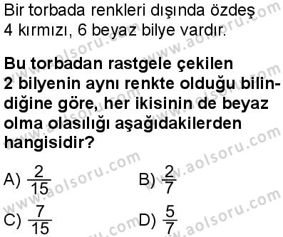 Seçmeli Matematik 2 Dersi 2025-2026 yılı 1. Dönem sınavı 9. Soru