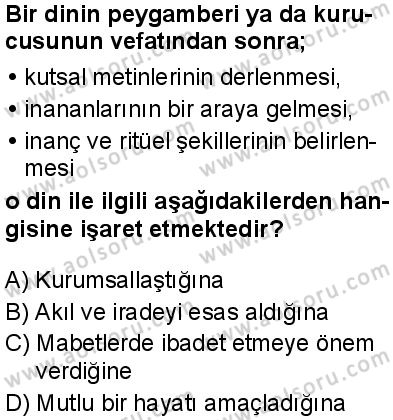 Dinler Tarihi 1 Dersi 2025-2026 yılı 1. Dönem sınavı 2. Soru