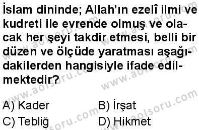 Dinler Tarihi 1 Dersi 2025-2026 yılı 1. Dönem sınavı 5. Soru