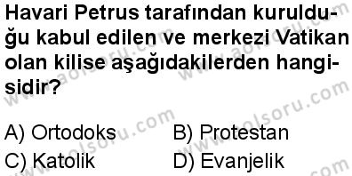Dinler Tarihi 1 Dersi 2025-2026 yılı 1. Dönem sınavı 10. Soru