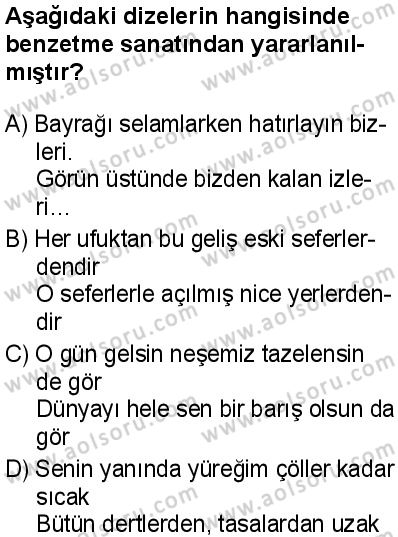 Seçmeli Türk Dili ve Edebiyatı 3 Dersi 2025-2026 yılı 1. Dönem sınavı 4. Soru