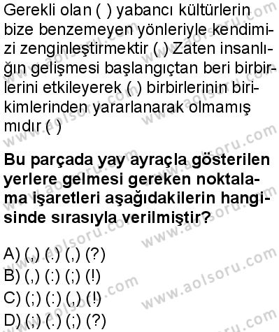 Seçmeli Türk Dili ve Edebiyatı 3 Dersi 2025-2026 yılı 1. Dönem sınavı 9. Soru
