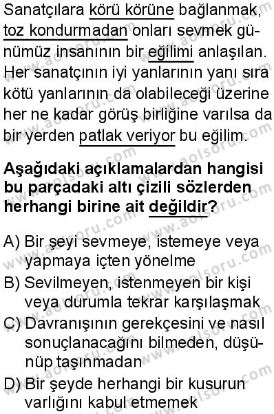 Seçmeli Türk Dili ve Edebiyatı 4 Dersi 2025-2026 yılı 1. Dönem sınavı 3. Soru
