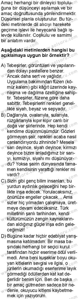 Seçmeli Türk Dili ve Edebiyatı 4 Dersi 2025-2026 yılı 1. Dönem sınavı 10. Soru
