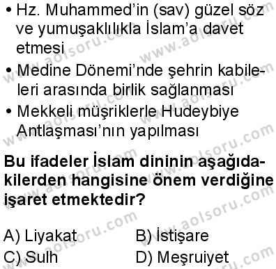 İslam Kültür ve Medeniyeti 1 Dersi 2025-2026 yılı 1. Dönem sınavı 4. Soru