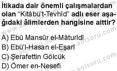 Akaid 1 Dersi 2025-2026 yılı 1. Dönem sınavı 3. Soru