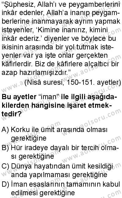 Akaid 1 Dersi 2025-2026 yılı 1. Dönem sınavı 5. Soru