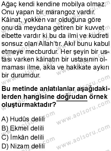Akaid 1 Dersi 2025-2026 yılı 1. Dönem sınavı 6. Soru