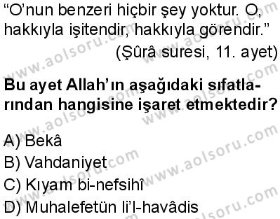 Akaid 1 Dersi 2025-2026 yılı 1. Dönem sınavı 7. Soru