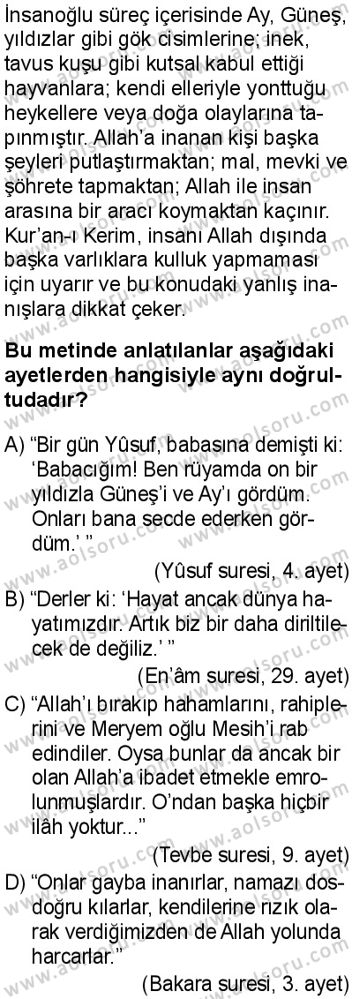 Akaid 1 Dersi 2025-2026 yılı 1. Dönem sınavı 8. Soru
