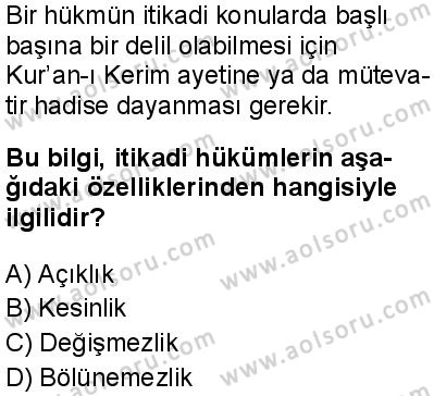 Kelam 1 Dersi 2025-2026 yılı 1. Dönem sınavı 10. Soru