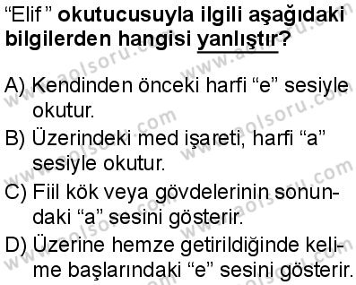 Osmanlı Türkçesi 1 Dersi 2025-2026 yılı 1. Dönem sınavı 5. Soru