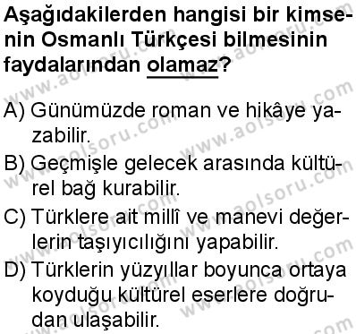 Osmanlı Türkçesi 1 Dersi 2025-2026 yılı 1. Dönem sınavı 7. Soru