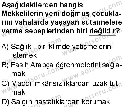 Siyer 1 Dersi 2025-2026 yılı 1. Dönem sınavı 5. Soru