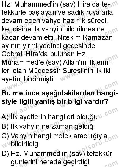 Siyer 1 Dersi 2025-2026 yılı 1. Dönem sınavı 6. Soru