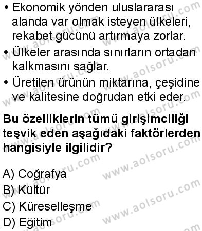 Seçmeli Girişimcilik 1 Dersi 2025-2026 yılı 1. Dönem sınavı 5. Soru