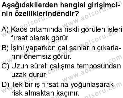 Seçmeli Girişimcilik 1 Dersi 2025-2026 yılı 1. Dönem sınavı 6. Soru