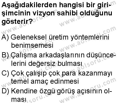 Seçmeli Girişimcilik 1 Dersi 2025-2026 yılı 1. Dönem sınavı 8. Soru