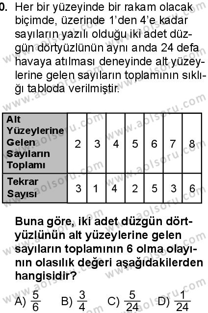Matematik 2 Dersi 2025-2026 yılı 1. Dönem sınavı 10. Soru