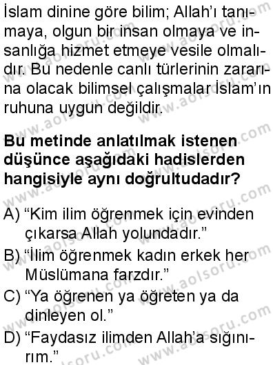 Din Kültürü ve Ahlak Bilgisi 7 Dersi 2025-2026 yılı 1. Dönem sınavı 2. Soru