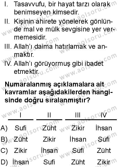 Din Kültürü ve Ahlak Bilgisi 7 Dersi 2025-2026 yılı 1. Dönem sınavı 9. Soru