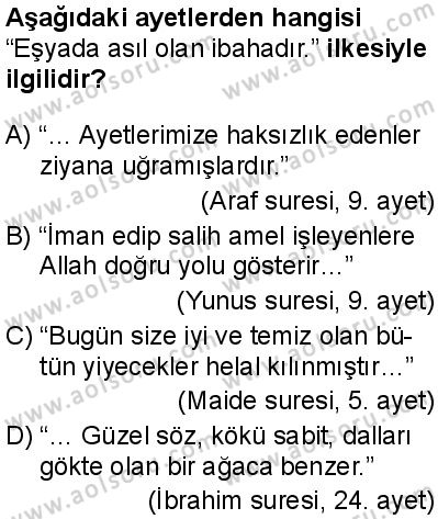 Din Kültürü ve Ahlak Bilgisi 8 Dersi 2025-2026 yılı 1. Dönem sınavı 2. Soru