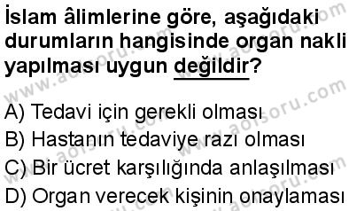 Din Kültürü ve Ahlak Bilgisi 8 Dersi 2025-2026 yılı 1. Dönem sınavı 3. Soru